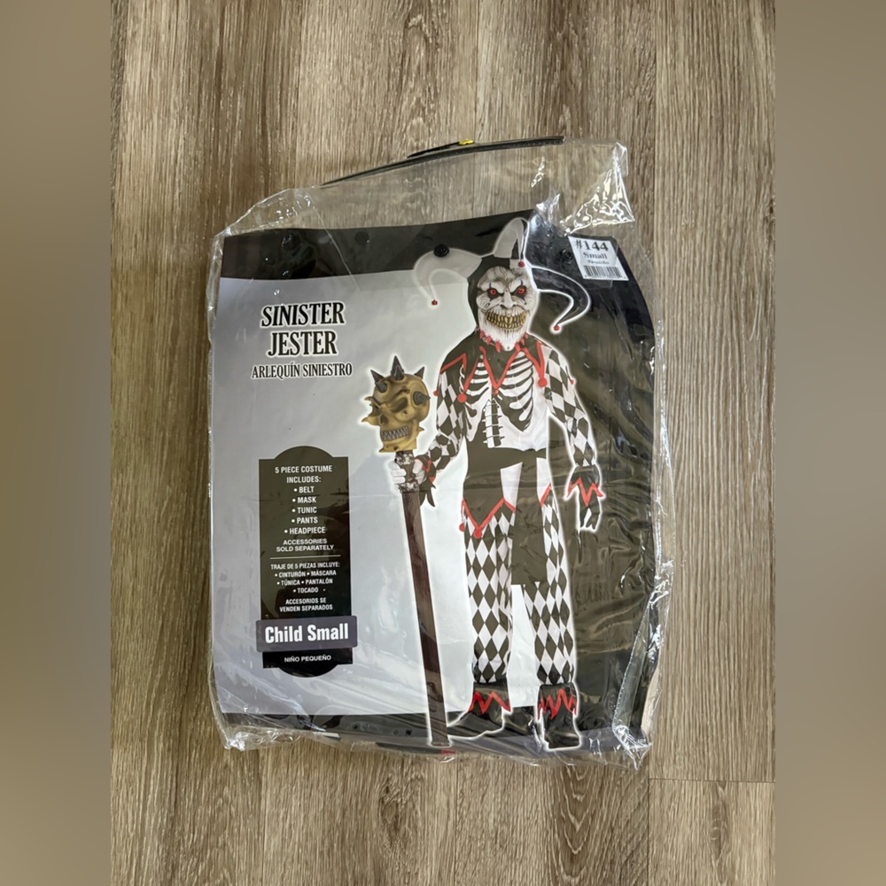 Sinister Jester Kids Costume - Black, White, Red